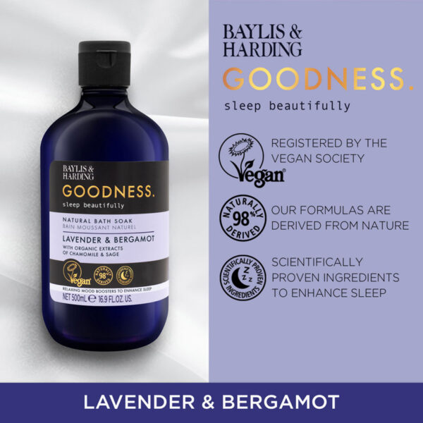 Baylis & Harding Goodness Natural Bath Soak Lavender & Bergamot 500ml - Image 2