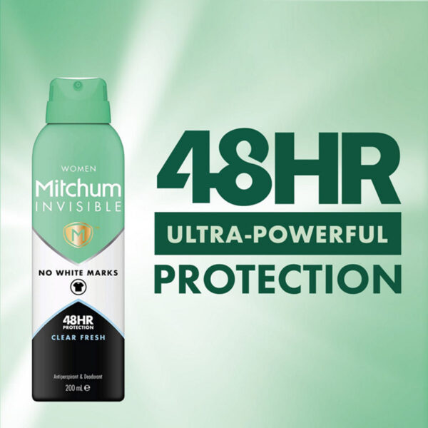 Mitchum Invisible Women 48HR Protection Clear Fresh Anti-Perspirant & Deodorant 200ml - Image 2