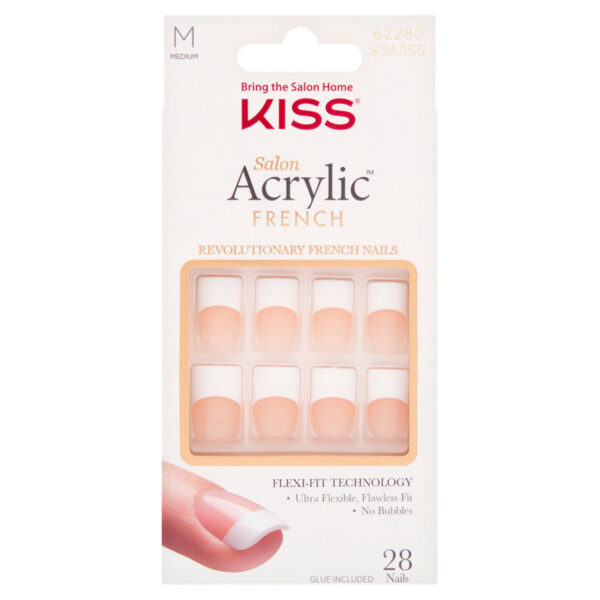 Kiss Salon Acrylic French Medium Length 28 Nails