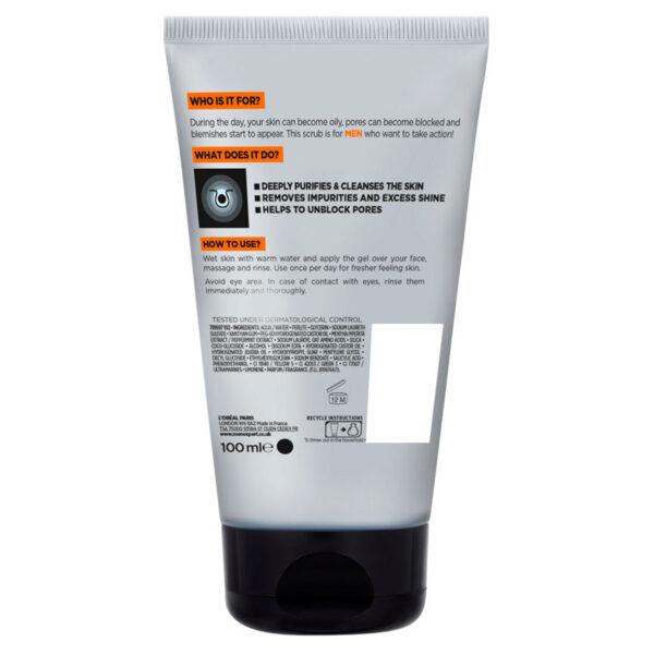 L'Oreal Men Expert Hydra Energetic Deep Exfoliating Face Scrub 100ml - Image 2