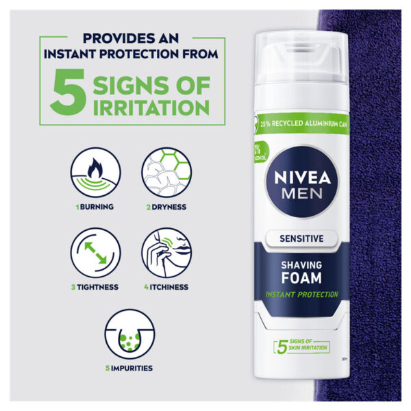 Nivea Men Sensitive Shave Foam With 0 % Alcohol - Image 2