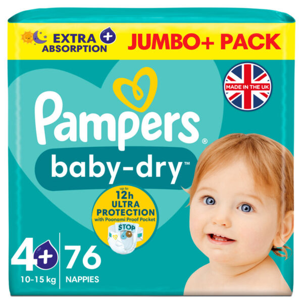 Pampers Baby-Dry Size 4+ Nappies Jumbo+ Pack