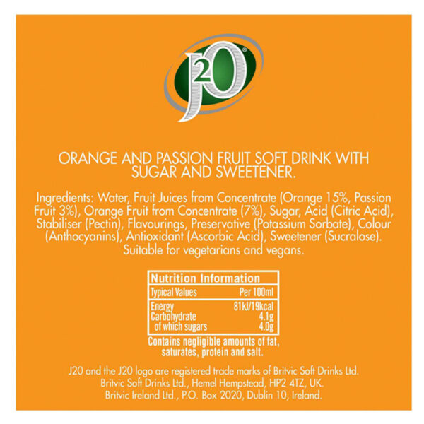 J2O Orange & Passion Fruit Juice Drink - Image 2