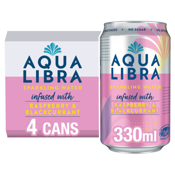 Aqua Libra Sparkling Water Infused with Raspberry & Blackcurrant Cans