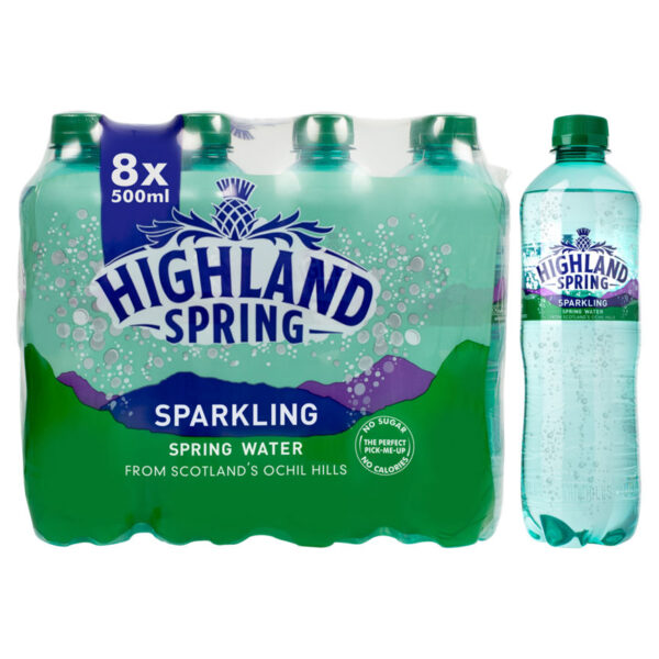 Highland Spring Sparkling Spring Water 8 x 500ml