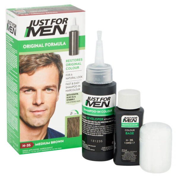 Just For Men Shampoo-In Natural Medium Brown H-35 Haircolour - Image 2