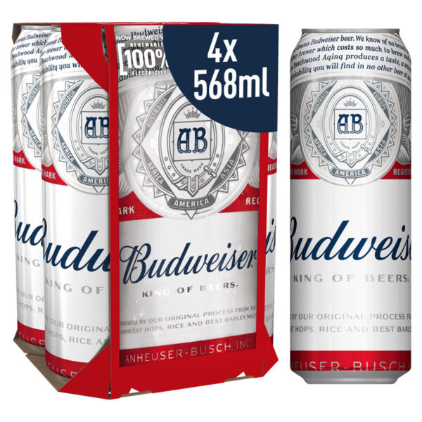 Budweiser Lager Beer 4 pack Cans