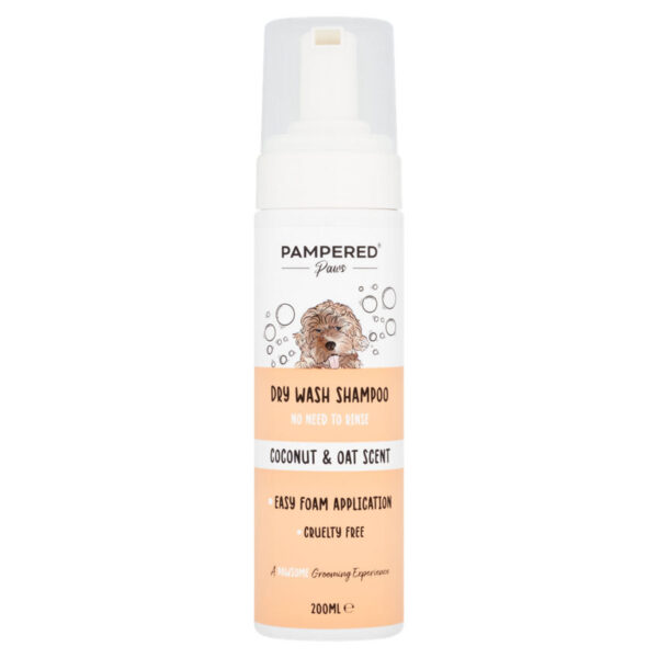 Pampered Paws Coconut & Oat Scent Dry Wash Shampoo 200ml