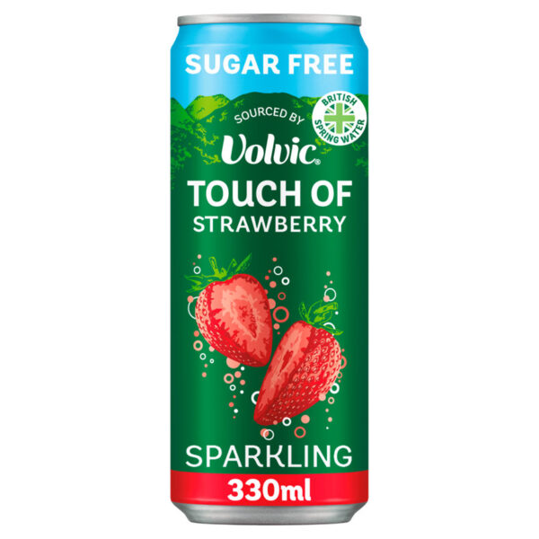 Volvic Touch of Strawberry Sparkling Sugar Free Flavoured Water sourced by Volvic 330ml