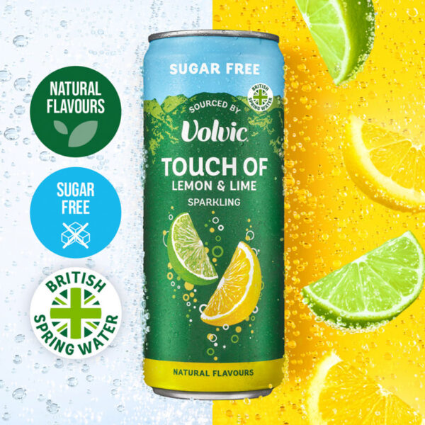 Volvic Touch of Lemon & Lime Sparkling Sugar Free Flavoured Water sourced by Volvic Multipack 4x330ml - Image 2