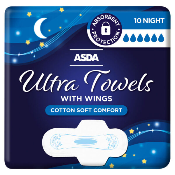 ASDA 10 Night Ultra Towels with Wings