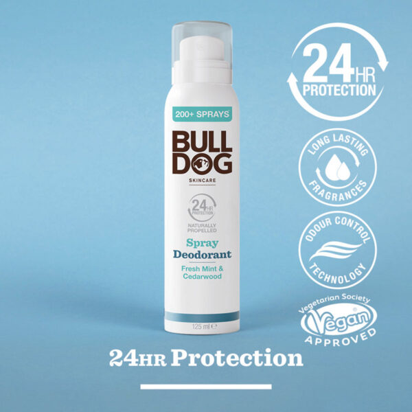 Bulldog Skincare Fresh Mint & Cedarwood Spray Deodorant 125ml - Image 2