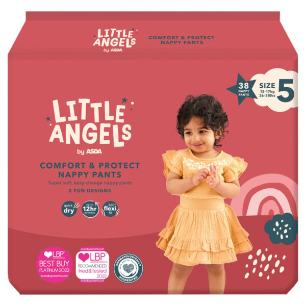 LITTLE ANGELS by ASDA Comfort & Protect Size 5 12-17kg 38 Nappy Pants