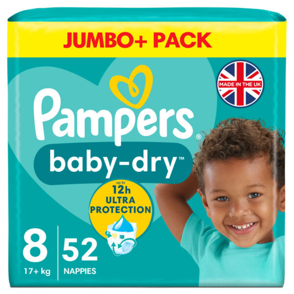 Pampers Baby-Dry Size 8 Nappies Jumbo+ Pack