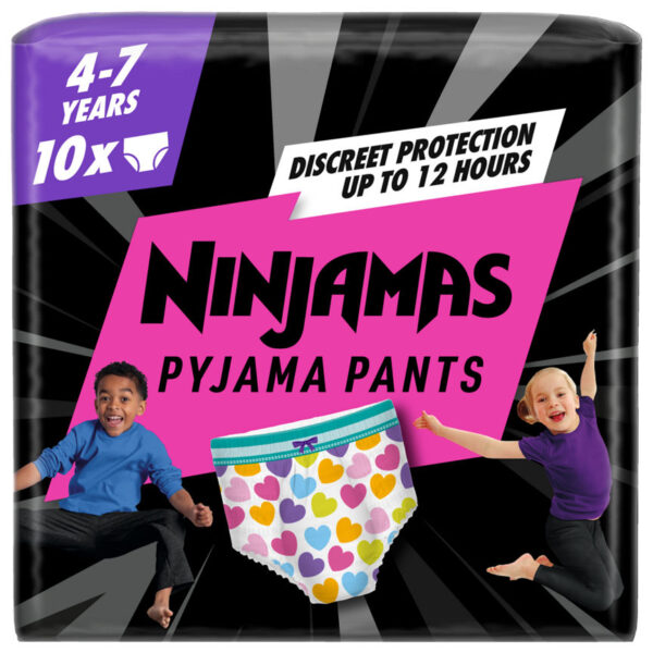 Pampers Ninjamas Pyjama Pants Girls, 10 Pyjama Pants, 4-7 Years, 17-30kg