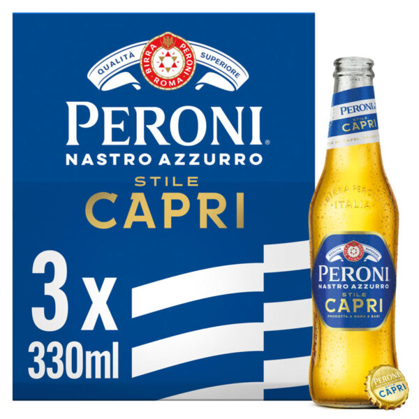 Peroni Nastro Azzurro Stile Capri Beer Lager Bottles 3 pack