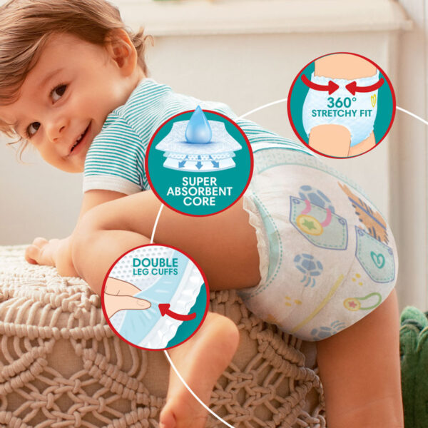 Pampers Baby-Dry Nappy Pants Size 8, 44 Nappies, 19kg+, Jumbo+ Pack - Image 2