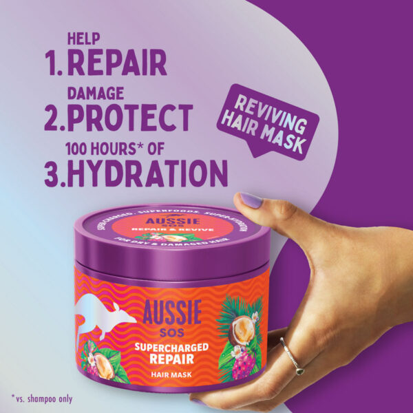 Aussie SOS Supercharged Repair Hair Mask for Extremely Dry, Stressed and Damaged Hair - Image 2