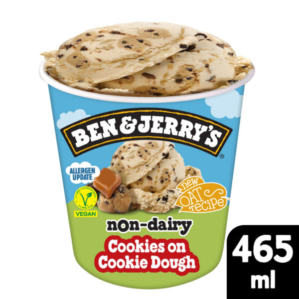 Ben & Jerry's Ice Cream Tub Non Dairy Cookies on Cookie Dough 465ml