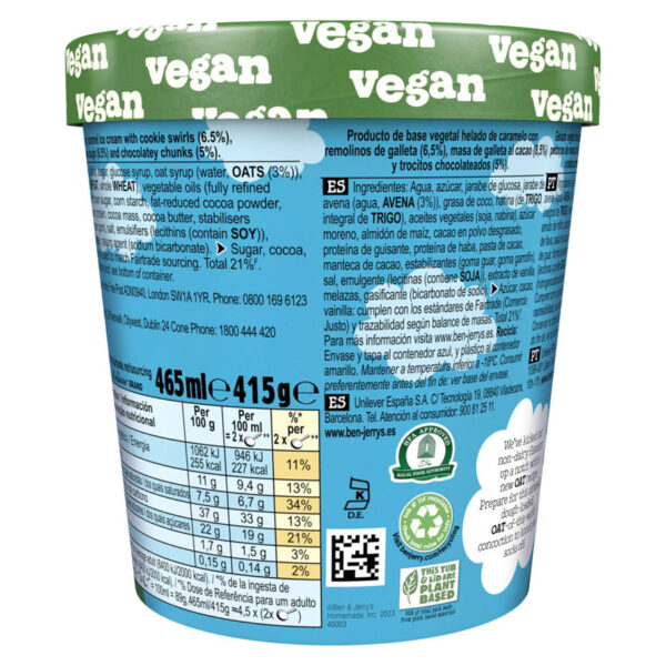 Ben & Jerry's Ice Cream Tub Non Dairy Cookies on Cookie Dough 465ml - Image 2