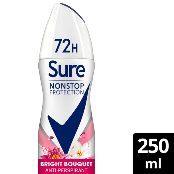 Sure Anti-perspirant Deodorant Aerosol Bright Bouquet Nonstop Protection 250 ml