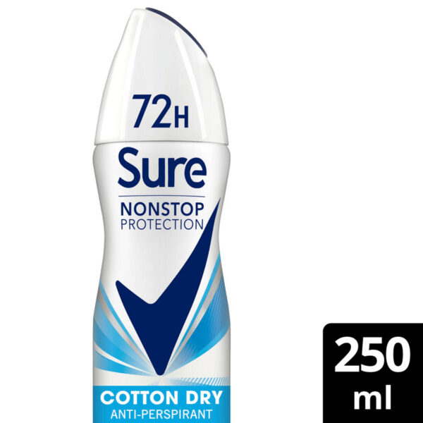 Sure Anti-perspirant Deodorant Aerosol Cotton Dry Nonstop Protection 250 ml