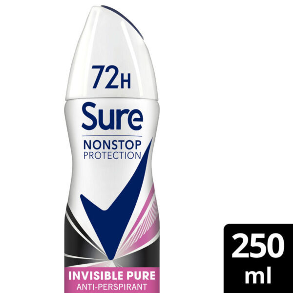 Sure Sure  Anti-perspirant Deodorant Aerosol Invisible Pure Nonstop Protection 250 ml