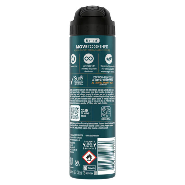 Sure Men Men Anti-perspirant Deodorant Aerosol Sport Cool Nonstop Protection 150 ml - Image 2