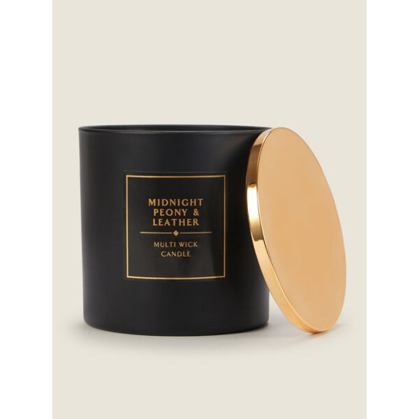 George Home Midnight Peony & Leather XL Multiwick Candle - Image 2