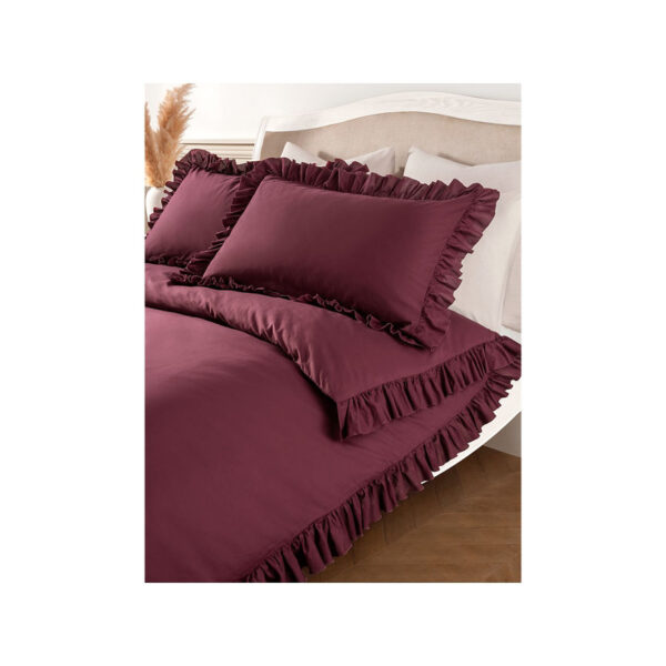 At Home with Stacey Solomon Wine Frill Pure Cotton Duvet Set - Single