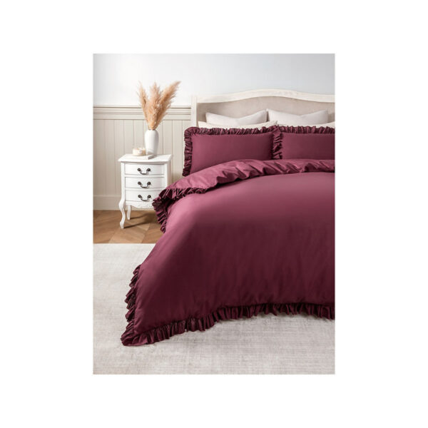 At Home with Stacey Solomon Wine Frill Pure Cotton Duvet Set - Single - Image 2